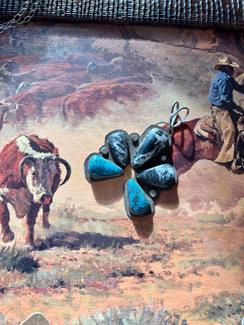 White Buffalo and Natural Kingman Pendant