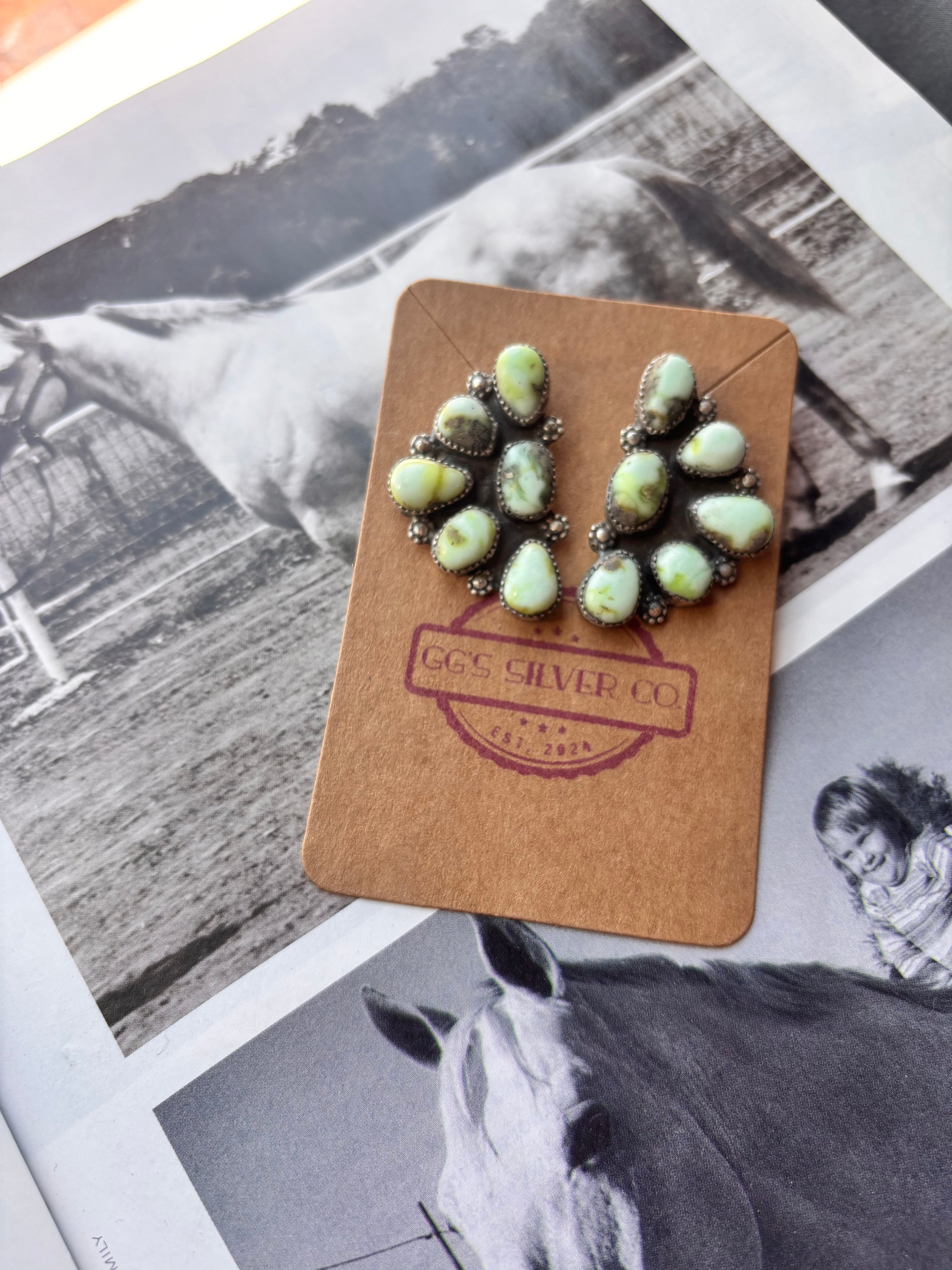 Palomino Varscite Flower Cluster Earrings