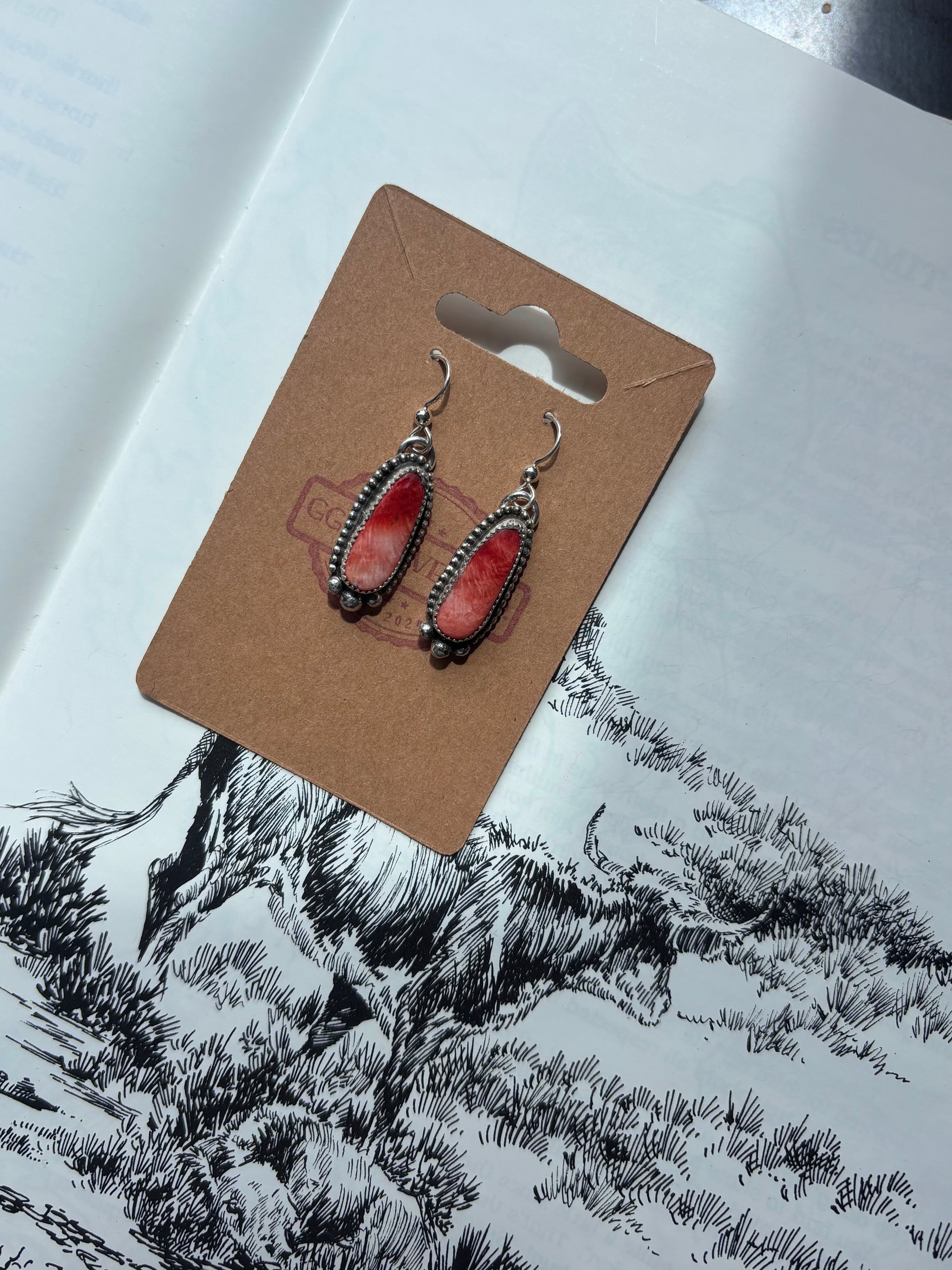 Red Spiny Earrings