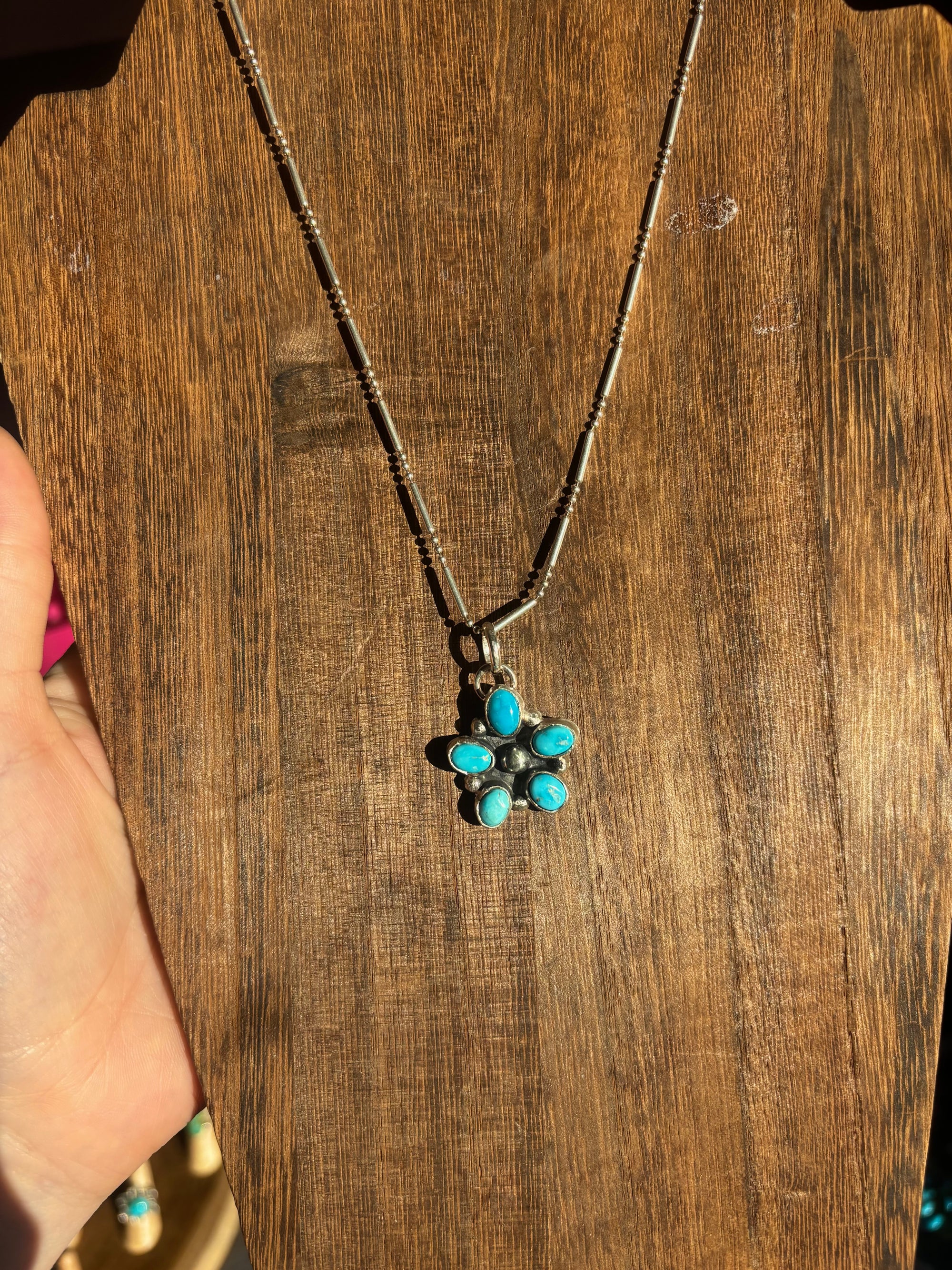 Blue Bird Turquoise Pendant and Chain