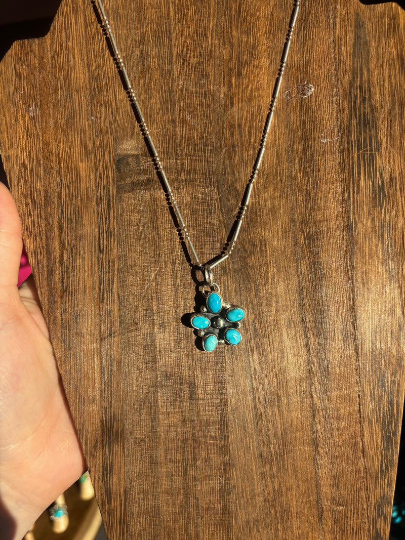 Blue Bird Turquoise Pendant and Chain