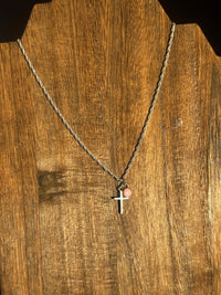 16 inch Pink Conch Cross Necklace